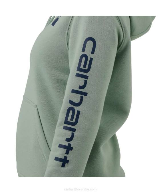 trenirka srednje težine opuštenog kroja s grafičkim rukavima s logotipom žene Carhartt pepeljasta ruža 8PP4211