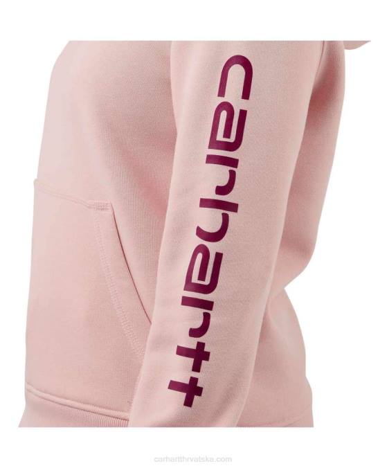 trenirka srednje težine opuštenog kroja s grafičkim rukavima s logotipom žene Carhartt pepeljasta ruža 8PP4211