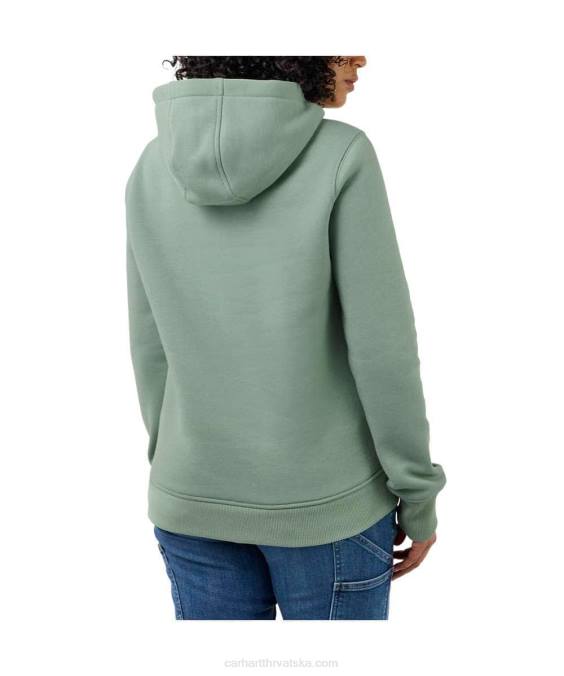 trenirka srednje težine opuštenog kroja s grafičkim rukavima s logotipom žene Carhartt pepeljasta ruža 8PP4211