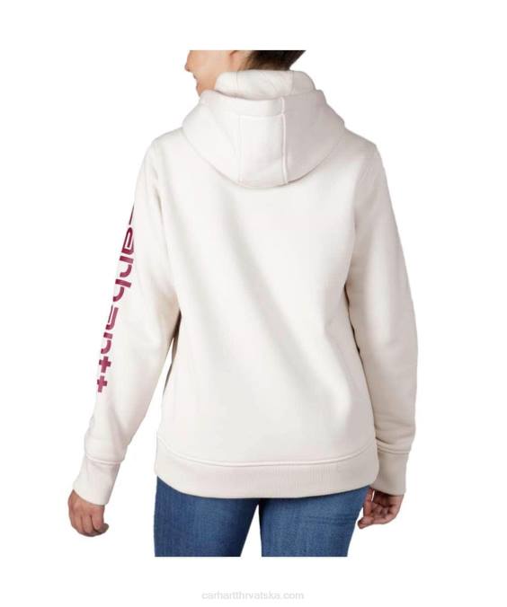 trenirka srednje težine opuštenog kroja s grafičkim rukavima s logotipom žene Carhartt pepeljasta ruža 8PP4211