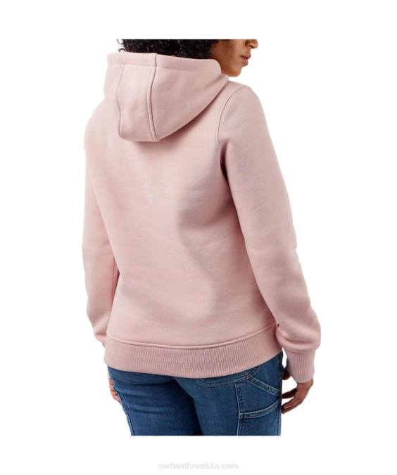 trenirka srednje težine opuštenog kroja s grafičkim rukavima s logotipom žene Carhartt pepeljasta ruža 8PP4211