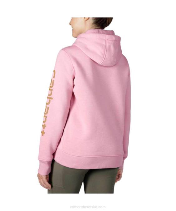 trenirka srednje težine opuštenog kroja s grafičkim rukavima s logotipom žene Carhartt pepeljasta ruža 8PP4211