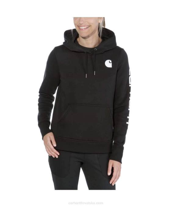 trenirka srednje težine opuštenog kroja s grafičkim rukavima s logotipom žene Carhartt pepeljasta ruža 8PP4211