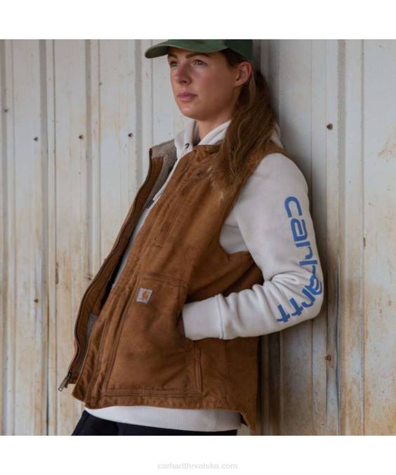 opuštenog kroja isprani prsluk s lažnim ovratnikom podstavljen od šerpe žene Carhartt carhartt smeđa 8PP4222