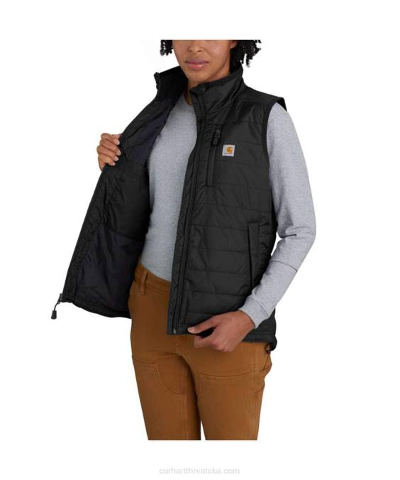 prsluk s lažnim ovratnikom s najlonskom izolacijom za zaštitu od kiše žene Carhartt crno 8PP4221